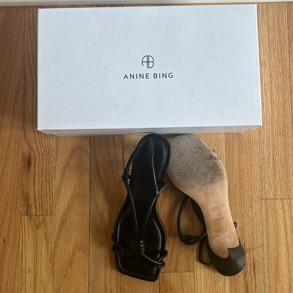 *Designer* Anine Bing black Valentina Sandals /heels. Size 38. Free shipping.